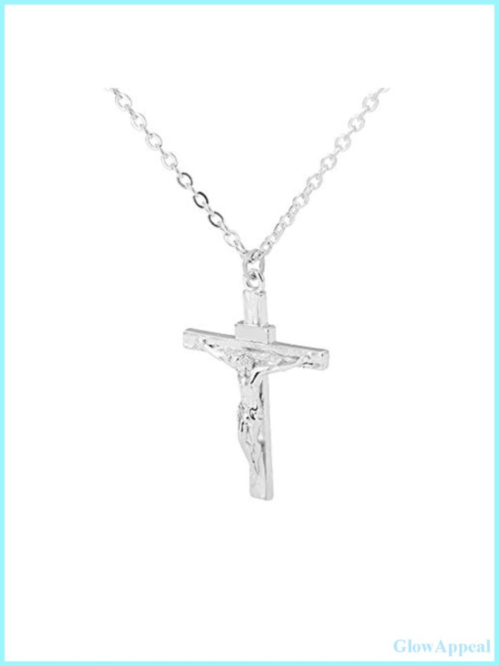 Stainless Steel Cross Crucifix Pendant Necklace Dainty Unisex Religious Baptism